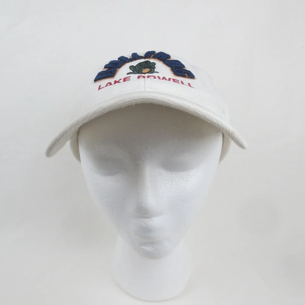 Bullfrog Lake Powell 4Head‎ Strap Back Hat Cap White Embroidered Boat Fish Camp